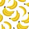 Banana seamless pattern. Colorful vivid print with hand drawn tropic fruit bunch. Repeated luxury design for packaging