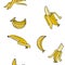 Banana seamless pattern by hand drawing on white backgrounds.