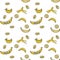 Banana seamless pattern by hand drawing on white backgrounds.