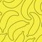 Banana seamless pattern. Hand drawn fresh fruit. Vector sketch background. Color doodle wallpaper. Exotic tropical yellow print