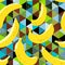 Banana seamless pattern. Yellow banana fruits on trianges pattern