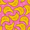 Banana sex pattern seamless. Bananas intercourse background. Fruits reproduction ornament. vector texture