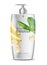 Banana shampoo isolated Vector realistic mock up. White bottle cosmetics. Product placement label design. Detailed 3d