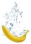 Banana splashing into water