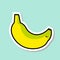 Banana Sticker On Blue Background Colorful Fruit Icon