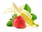 Banana with strawberrie isolated on the white background