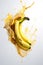 Banana suspended on air over white background. Advertisement concept.
