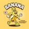 Banana Trendy Retro Cartoon Vector Hand Drawn 3