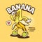 Banana Trendy Retro Cartoon Vector Hand Drawn 4