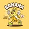 Banana Trendy Retro Cartoon Vector Hand Drawn 8