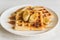 banana waffle with caramel