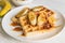 banana waffle with caramel