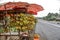 Bananas are hung for sale along the road to the Bolaven Plateau