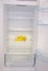 Bananas inside in empty clean refrigerator