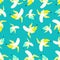 Bananas pattern in flat style. Sweet and colorful summer background. Vector illustration