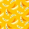 Bananas tropic seamless pattern. 70s, 80s hand drawn funky vector illustration