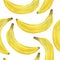 Bananas yellow watercolor seamless pattern