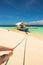 Banca boat at a beautiful beach in Modessa Island, Philippines