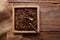 Bancha tea texture on wood
