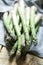 Banches of fresh green asparagus on wooden background