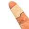 Band aid plaster of cloth wrapped in an injured thumb
