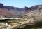 Band-e Amir Lakes, Afghanistan: View of a lake and the Hindu Kush mountainsdam from below