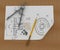 Band, pencil and compasses