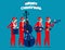 The Band. Santa team relax. Concept holiday vector illustration.