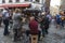 Band of street musicians on a street in Brussels, Belgium