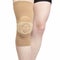 Bandage for fixing the injured knee of the human leg on a white background. medicine and sports. limb injury treatment