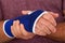 Bandage on injured wrist