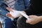 Bandaging injured hand after an accident, First aid