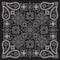 Bandana black and white with paisley and flowers. Vector print square.