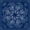 Bandana square pattern. Vector marine-themed illustration on blue.