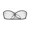 Bandeau tube top technical fashion illustration with cropped length, ties at front. Flat swimwear lingerie apparel