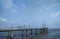 Bandra worli sea-link bridge in sea at Bandra, Mumbai with Mumbai's skyline behind it