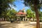 Bandstand with cathedral in the background, Ciudad Real, Spain