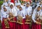 Bandung, Indonesia- 12-24-2017:  Elementary school students play angklung, a traditional Sundanese musical instrument`