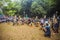 Bandung, Indonesia- 12-24-2017:  Traditional artists play the angklung buncis, a traditional Sundanese musical instrument.