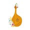 Bandura Ukrainian national musical instrument decorated with flowers. A symbol of Ukrainian culture. Vector illustration