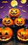 baner illustration halloween background with pumpkins magic night AI Generated