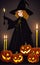 baner illustration halloween background with pumpkins magic night AI Generated