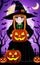 baner illustration halloween background with pumpkins magic night AI Generated