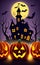 baner illustration halloween background with pumpkins magic night AI Generated