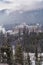 Banff, Alberta Canada - Winter scene view of the famous Fairmont Banff Springs Hotel, as seen from Surprise Corner