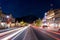 Banff Avenue street view at night. Banff National Park.