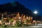 Banff Avenue street view at night. Banff National Park.