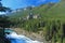 Banff National Park with Banff Springs Hotel above Bow River Falls in the Rocky Mountains, Alberta, Canada