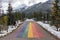 Banff Pedestrian Bridge in winter. Banff, Alberta, Canada.