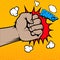 Bang. Human fist in pop art style.